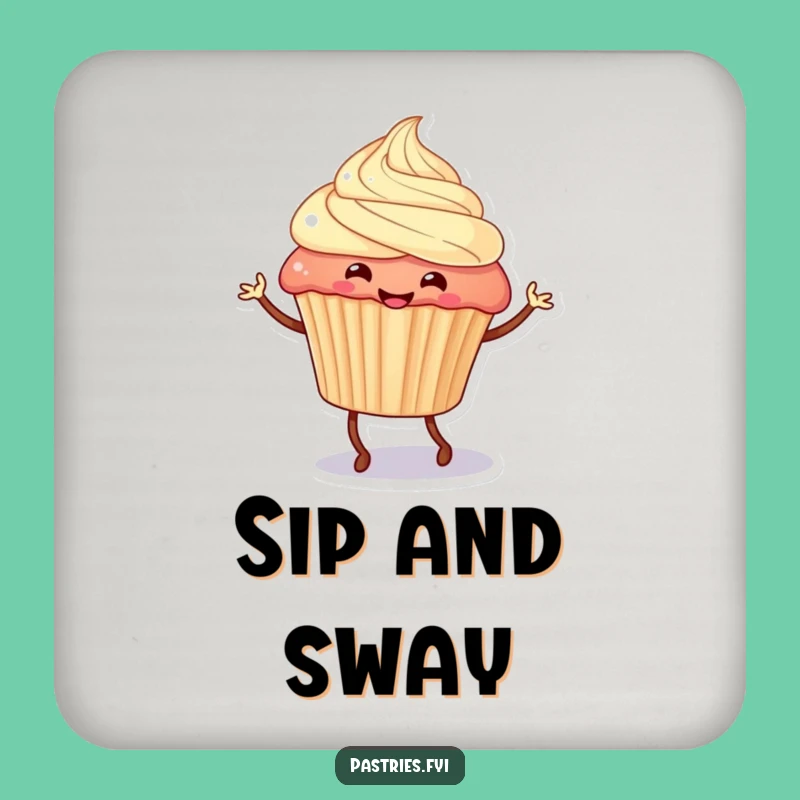 Funny Dancing Cupcake Coaster - Protect Surfaces with Hilarious Dessert Art