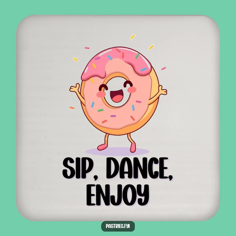Funny Donut Dance Coaster - Protect Surfaces Comedic Pastry Style