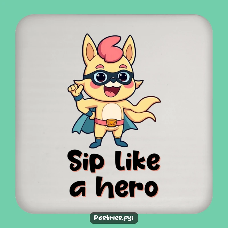 Funny Churro Superhero Coaster: Heroic Pose Protection, Unique Funny Gift