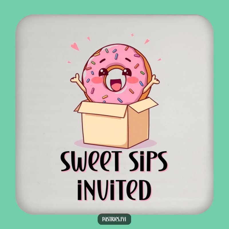 Funny Donut Burst Drink Coasters - Excited Sprinkle Set for Table Fun