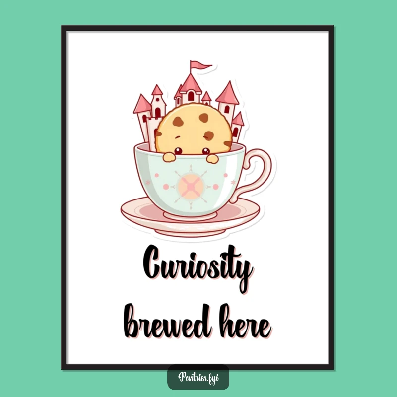 Funny Cookie Teacup Castle Poster: Whimsical Character Art, Charming Funny Gift