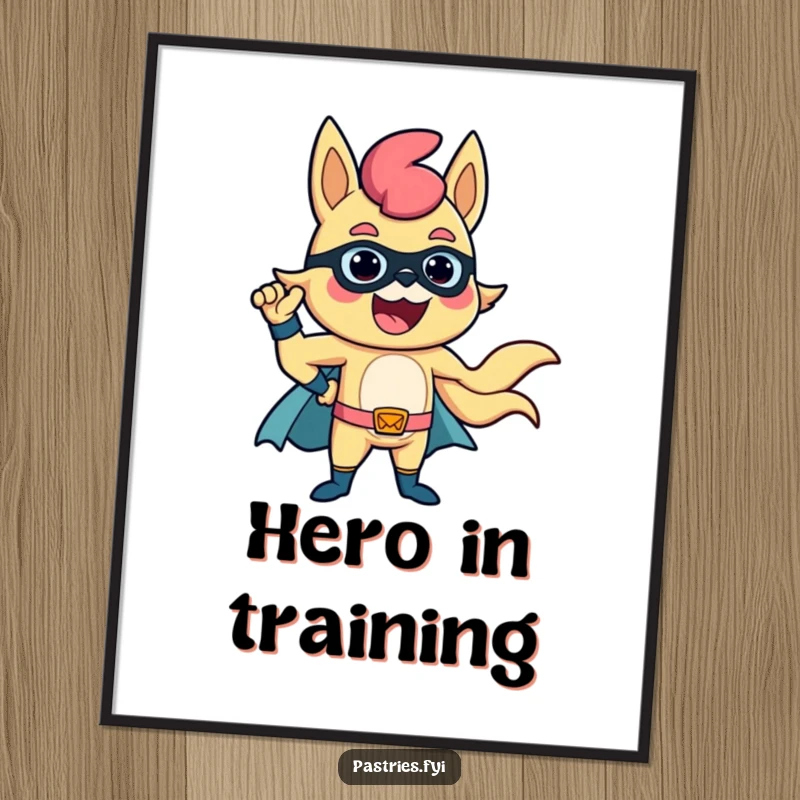 Funny Churro Poster: A delighted churro poses confidently as a superhero, bringing a sweet, heroic vibe.