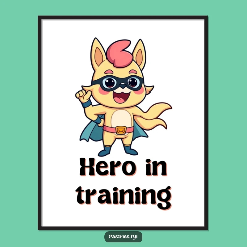 Funny Churro Superhero Poster: Heroic Pose Wall Art, Impressive Funny Gift
