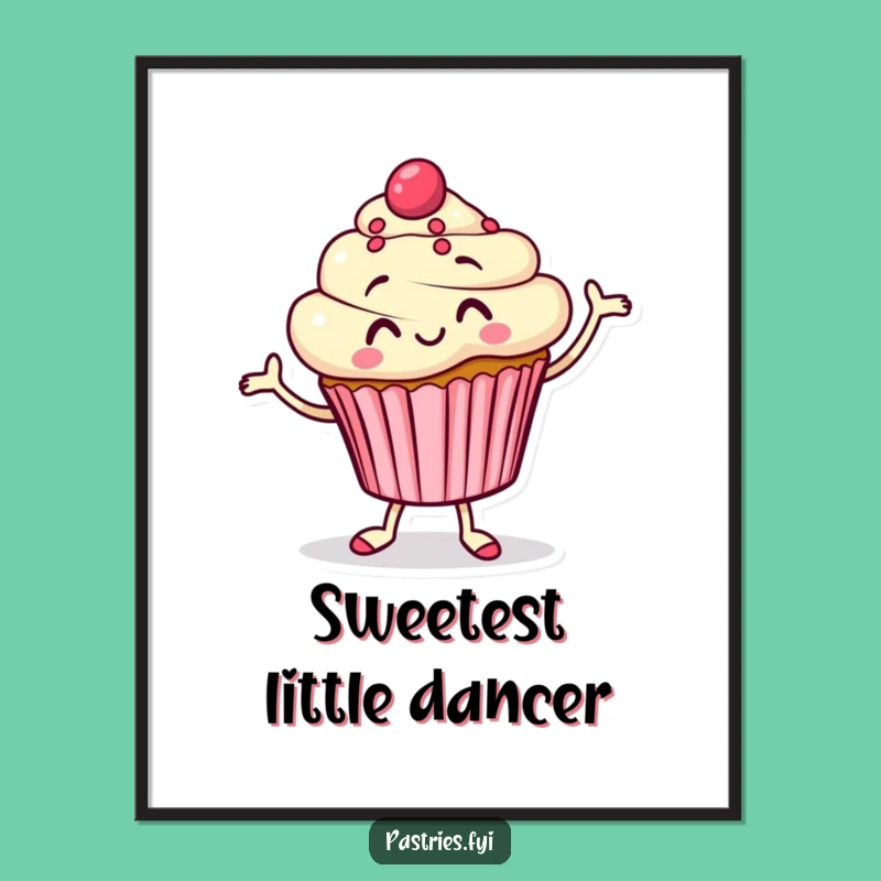 Funny Cupcake Jigging Poster: Sweet Decor with a Hilarious Cartoon Twist!
