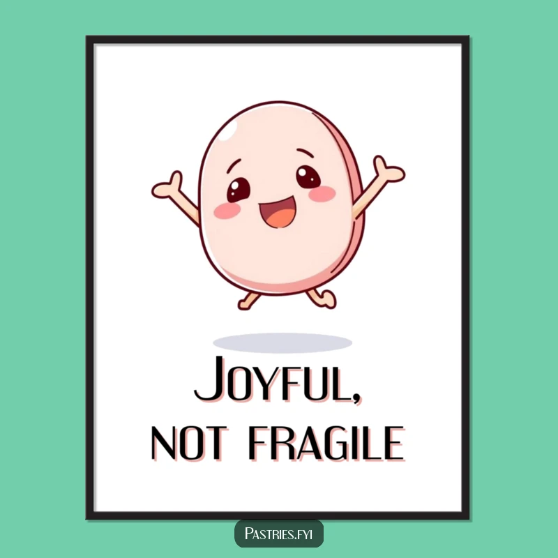 Funny Macaron Poster: Happy Bouncing Treat Art for Joyful Spaces