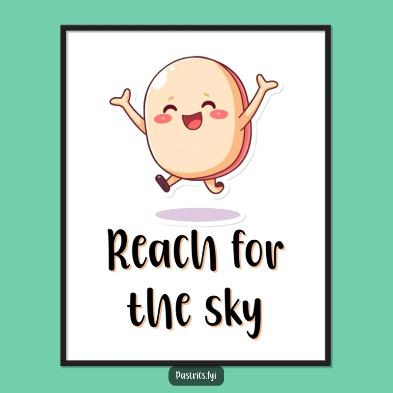 Funny Macaron Poster: Happy Leaping Character Art Print for Joyful Decor