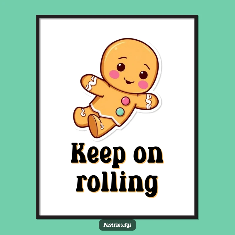 Funny Rolling Gingerbread Man Poster - Festive Wall Art for Any Room