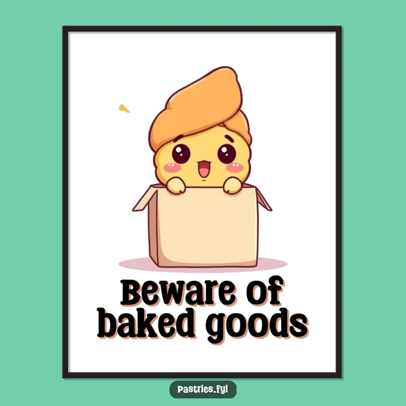 Funny Surprised Croissant Poster - Whimsical Wall Art for Laughs