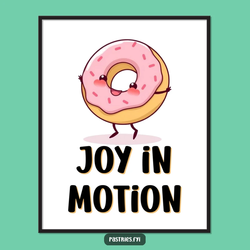 Funny Cartwheeling Donut Poster: Add Energetic Fun to Your Walls - Perfect Gift!