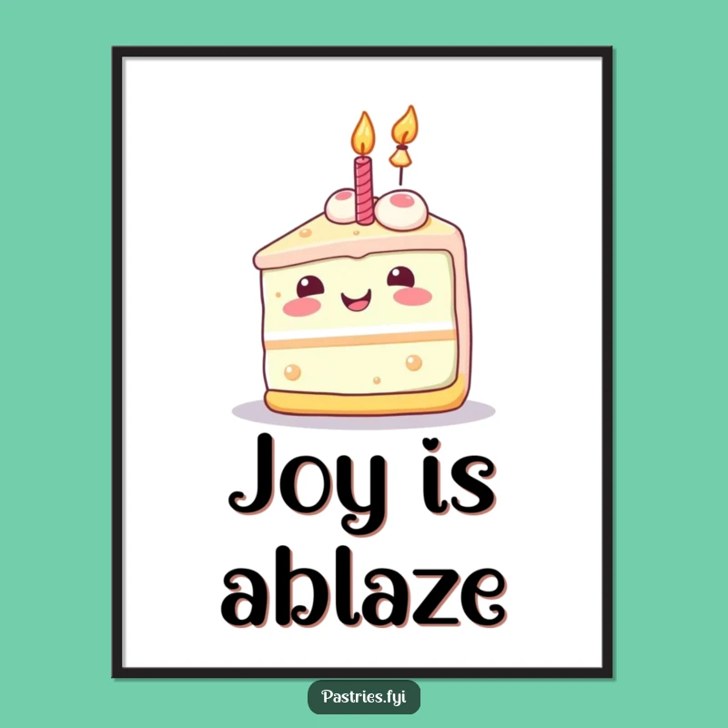 Funny Celebration Cake Poster: Joyful Kawaii Art for Festive Decor