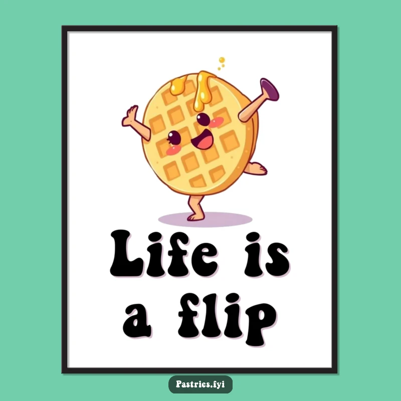 Funny Waffle Cartwheel Poster: Bring Playful Breakfast Art Home