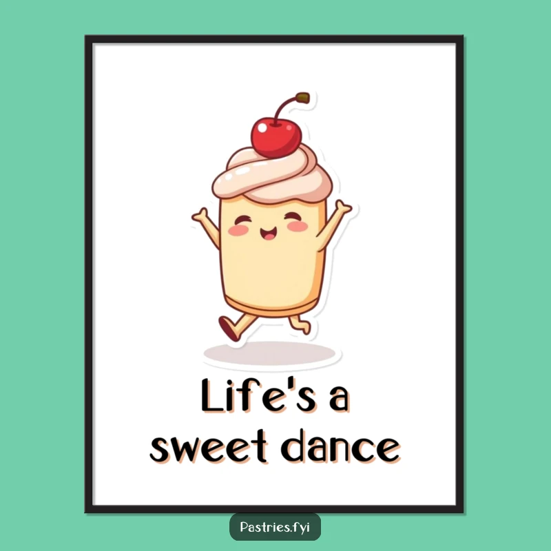 Funny Dancing Pastry Poster - Joyful Character Wall Art