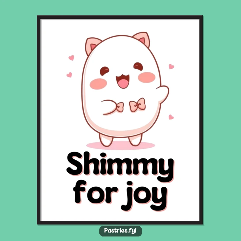 Funny Mochi Shimmy Poster: Charming Bowtie Character Art, Epic Funny Gift