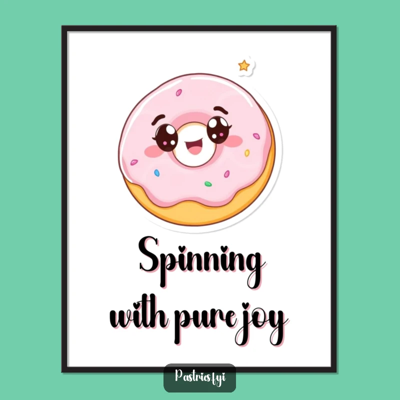Funny Spinning Donut Poster - Whimsical Wall Art for Treat Lovers