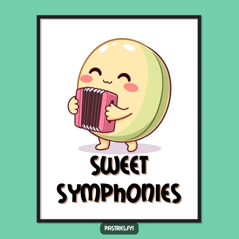 Funny Macaron Poster: Accordion Player - Whimsical Wall Art Gift!