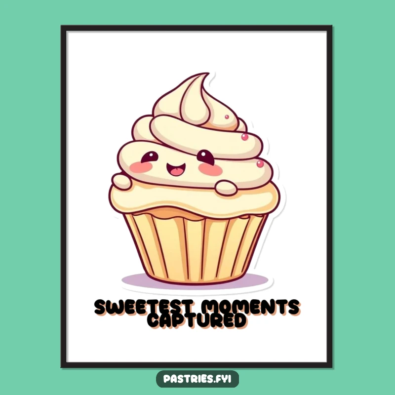 Funny Giggling Cupcake Poster - Joyful Dessert Wall Art