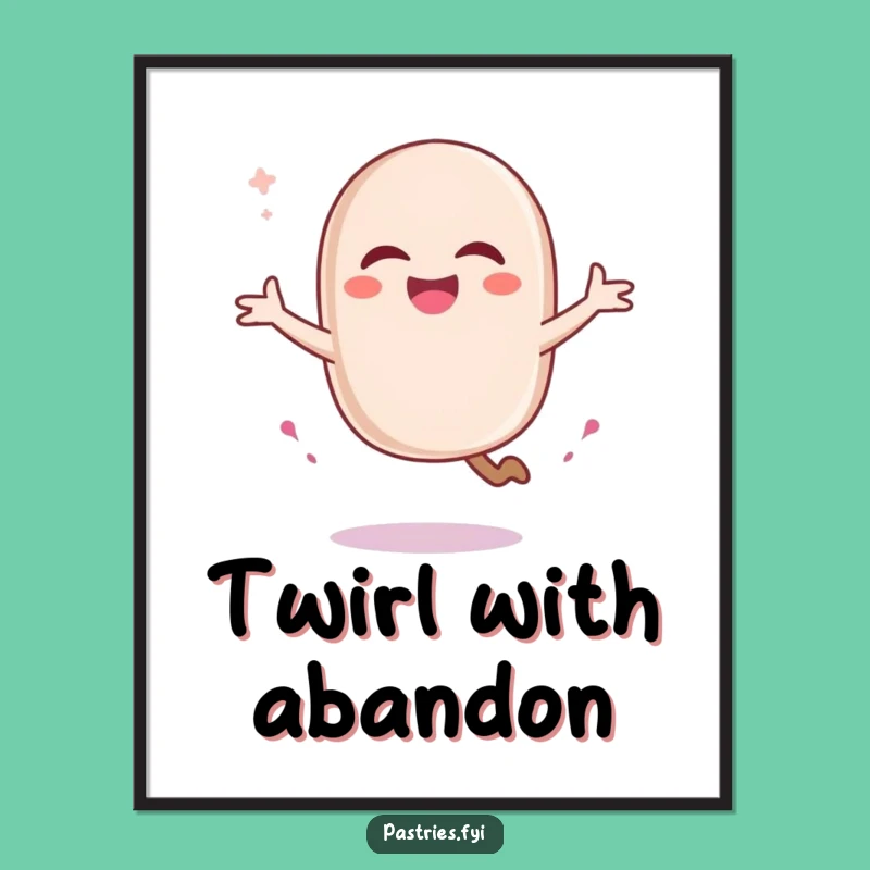 Funny Macaron Pirouette Poster - Whimsical French Pastry Art Print