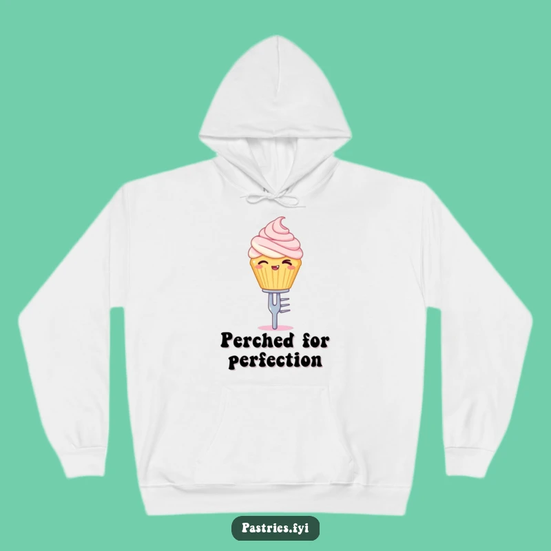 Funny Cupcake Hoodie: Cozy Winking Treat Balanced on a Tiny Silver Fork