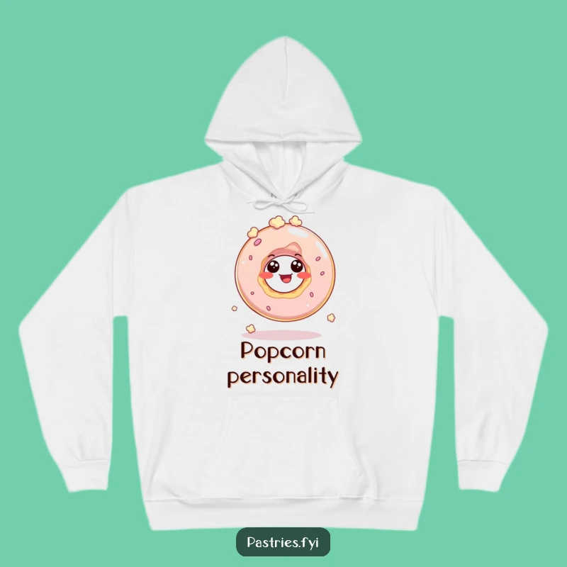 Funny Donut Hole Popcorn Hoodie: Giggling Character Bouncing, Cozy Gift