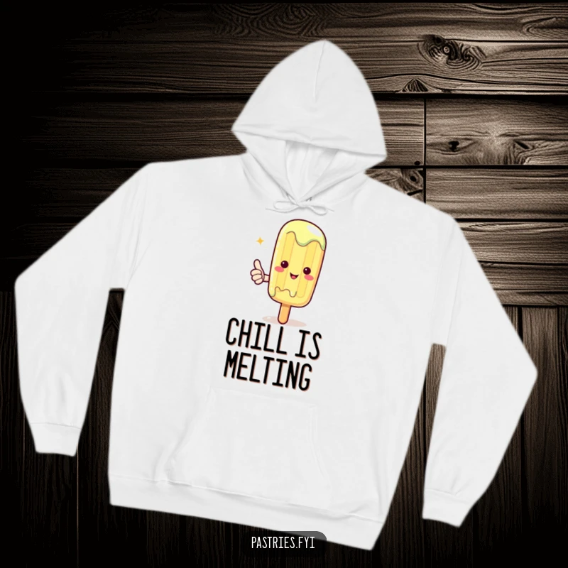 Funny Kawaii Popsicle Hoodie: Cute melting popsicle giving a thumbs up, radiating warmth, comfort, and a cool attitude.