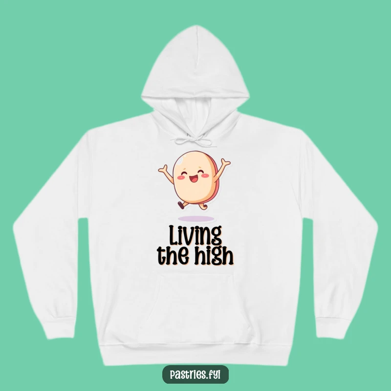 Funny Macaron Hoodie: Cozy & Cheerful Leaping Character Sweatshirt Gift