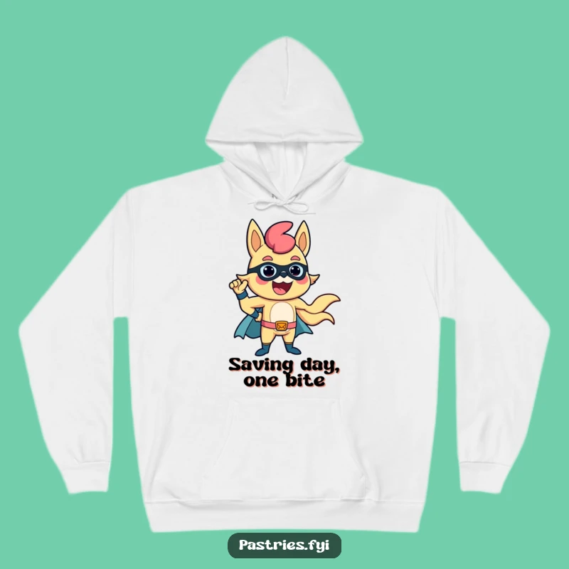 Cozy Funny Churro Superhero Hoodie: Heroic Pose, Warm Funny Gift
