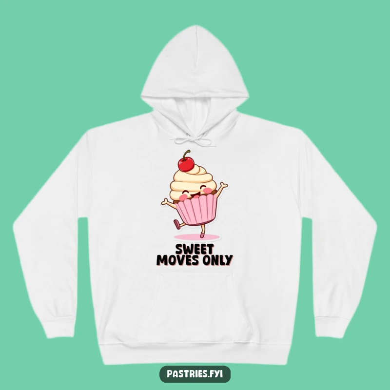 Funny Cartwheeling Cupcake Hoodie: Cozy Smiling Character Sweatshirt for a Fun, Hilarious Gift
