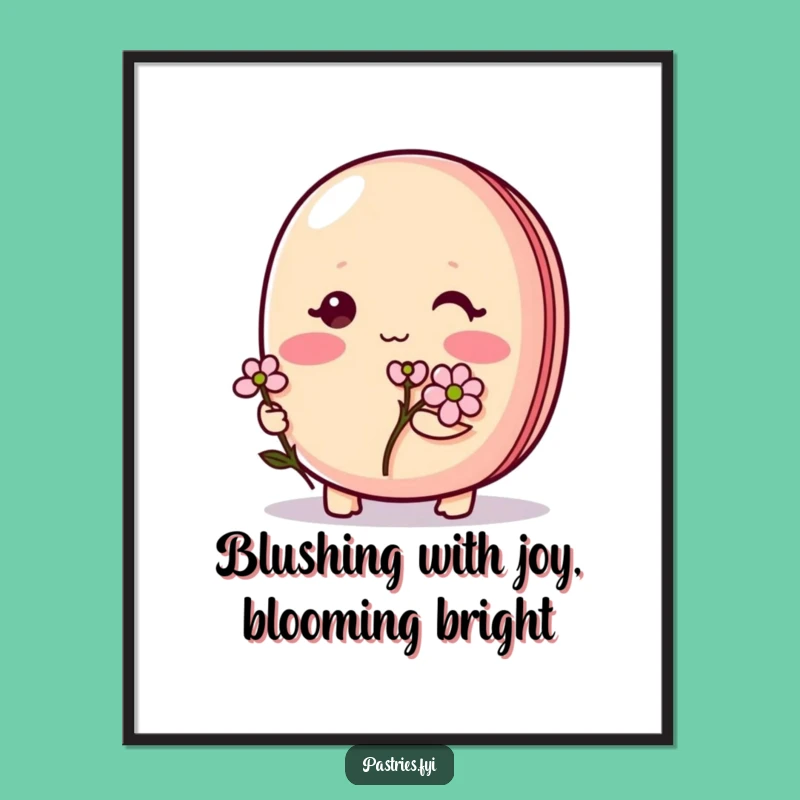 Free Printable Shy Macaron Wall Art - Cute Blushing Flower Downloadable Decor