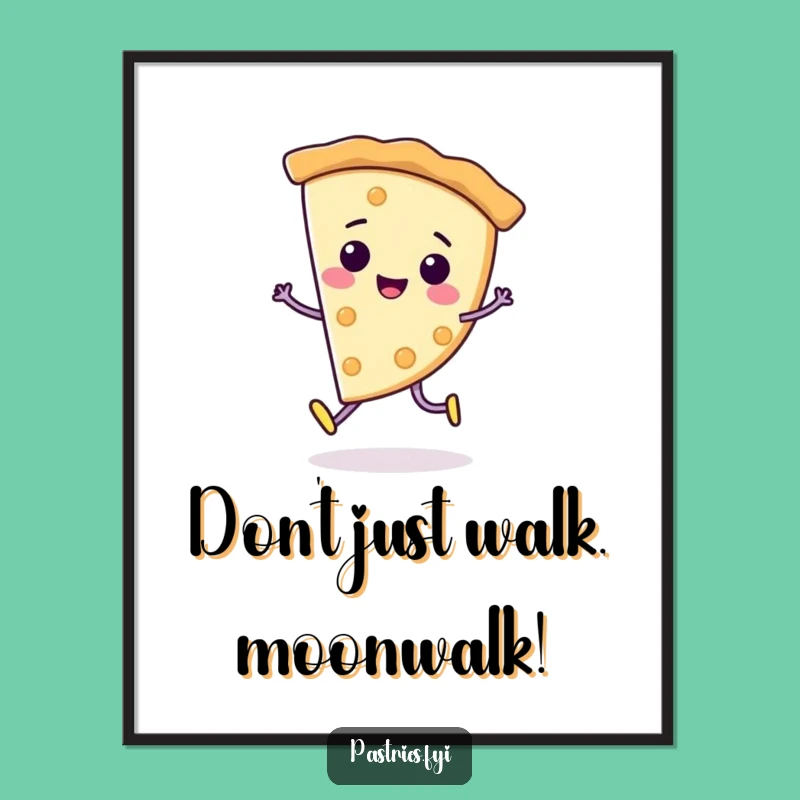 Free Printable Wall Art: Moonwalking Pie Slice, Retro Downloadable Art for Fun Spaces