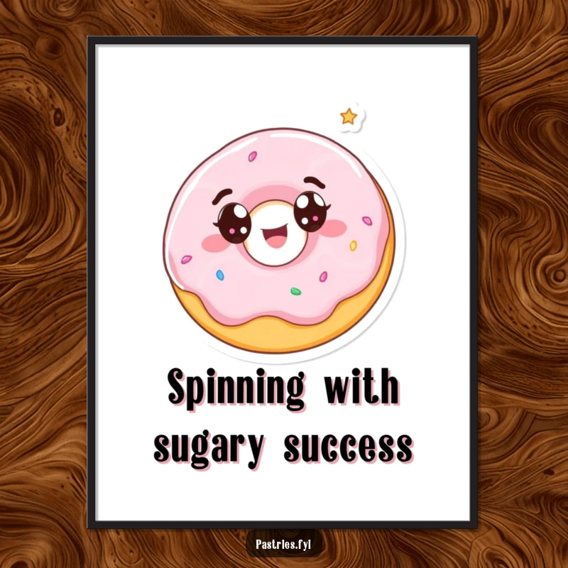 Free Printable Wall Art: A wide-eyed donut character captured mid-spin, radiating pure, delightful happiness.