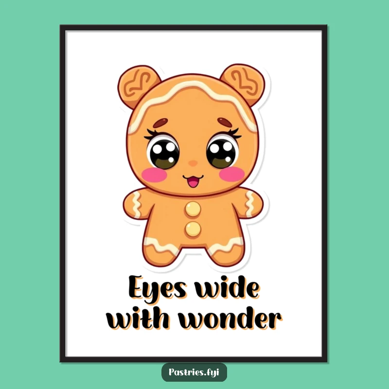 Free Printable Gingerbread Wall Art: Wide-Eyed Surprise Funny Downloadable Decor