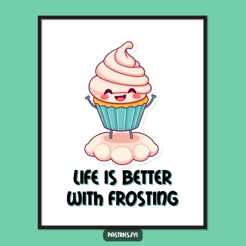 Free Printable Happy Cupcake Wall Art Bouncing Frosted Fun Downloadable Decor Gift