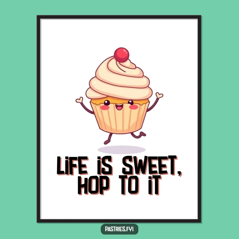 Free Printable Wall Art: Hopping Cupcake, Sweet Downloadable Decor for Cheerful Spaces