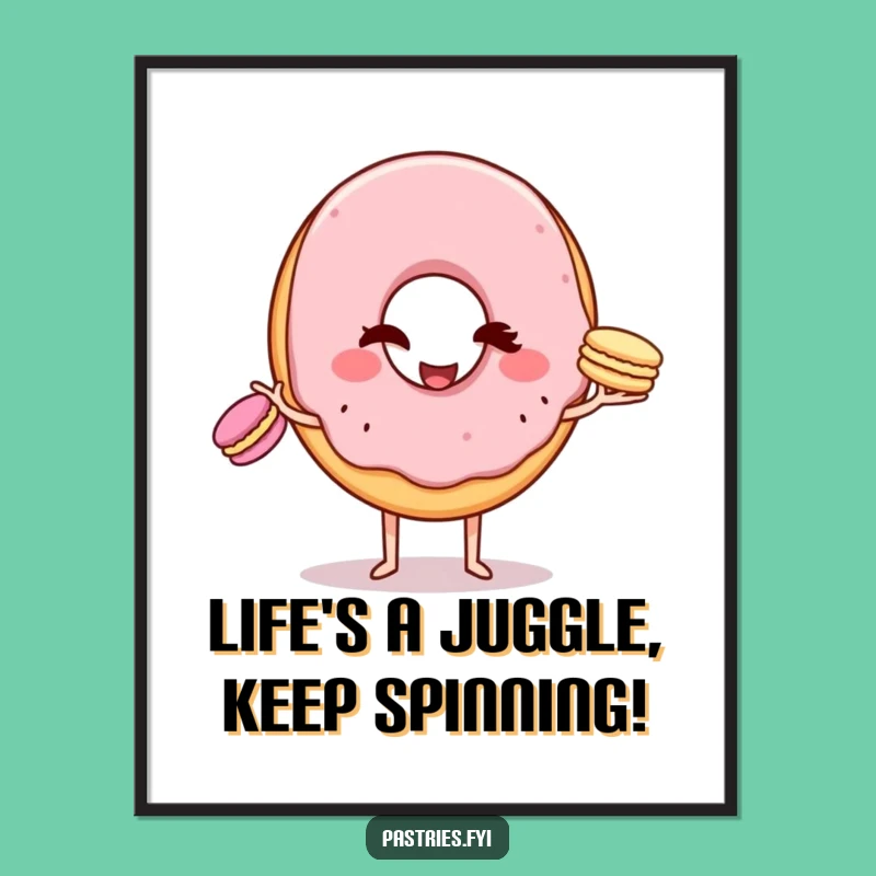 Free Printable Wall Art: Juggling Donut Fun, Quirky Downloadable Art for Cozy Spaces