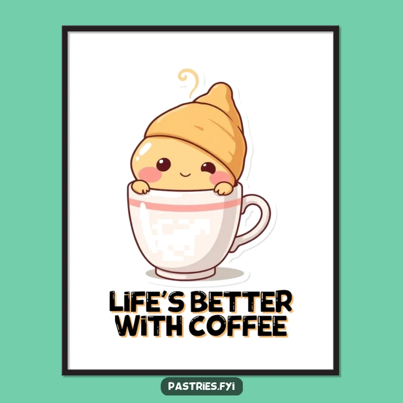 Free Printable Wall Art: Shy Croissant Decor Adds Cozy Charm, Downloadable Art Gift