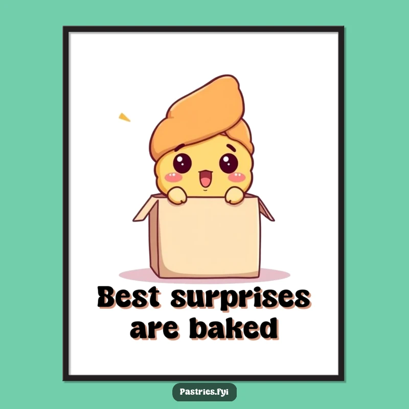 Free Printable Wall Art: Surprised Croissant Character Funny Downloadable Poster