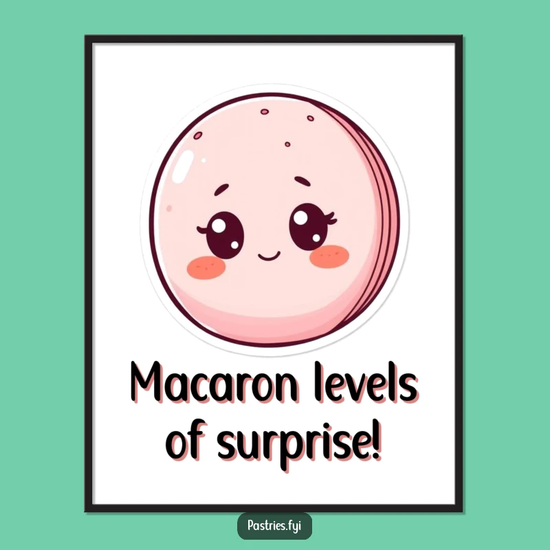 Free Printable Wall Art: Surprised Macaron, Downloadable Art, Humorous Decor Gift