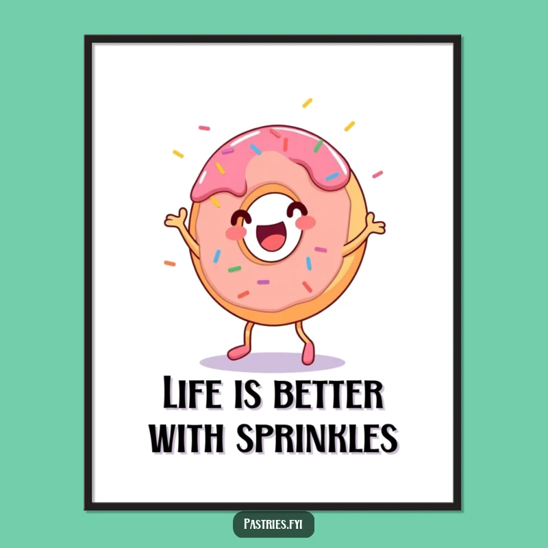Funny Free Printable Wall Art: Dancing Donut Sprinkle Show, Quirky Downloadable Decor