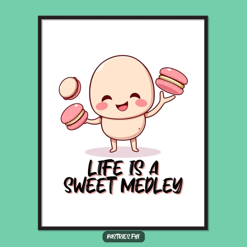 Free Printable Wall Art: Juggling Macaron Art Adds Quirky Fun, Downloadable Decor Gift