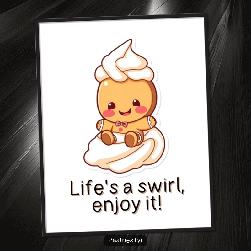 Funny Free Printable Wall Art: A gingerbread cookie joyfully slides down a frosting swirl, adding cheer.