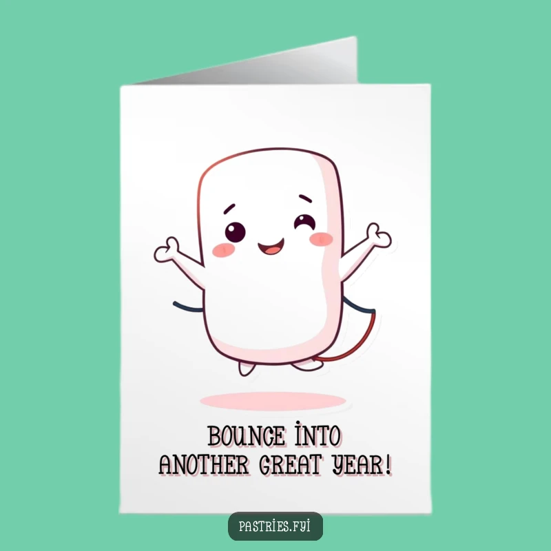 Free Printable Marshmallow Birthday Card, Funny Jump Rope Design, Downloadable & Easy to Print at Home