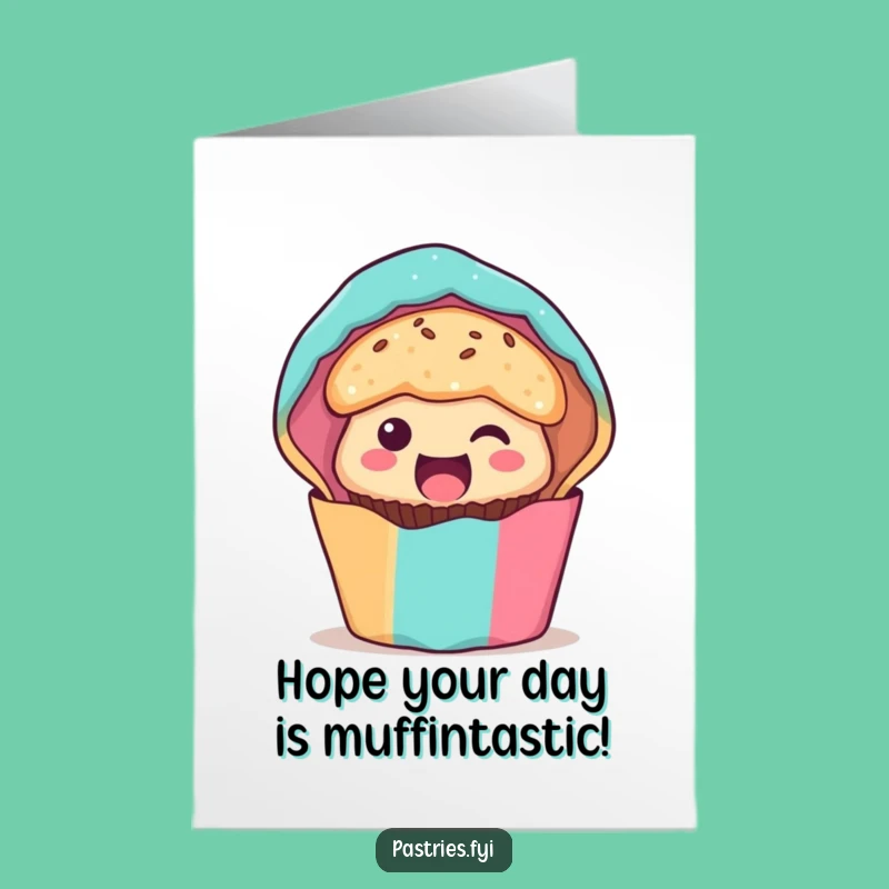 Free Printable Birthday Card: Excited Muffin Funny Downloadable Gift for Fun