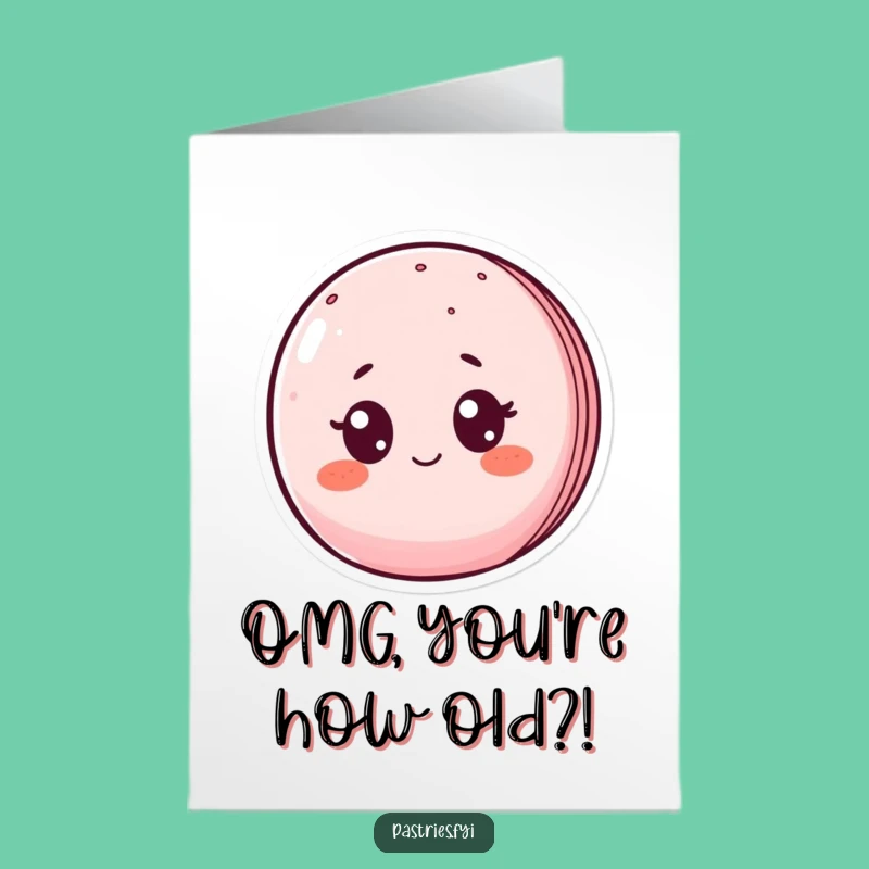 Free Printable Birthday Card: Surprised Macaron, Downloadable Gift, Hilarious Surprise