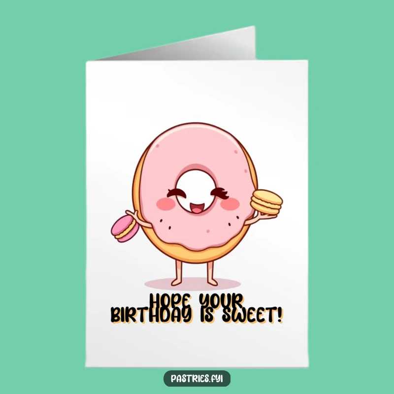 Free Printable Funny Birthday Card: Juggling Donut, Quirky Downloadable Gift Idea