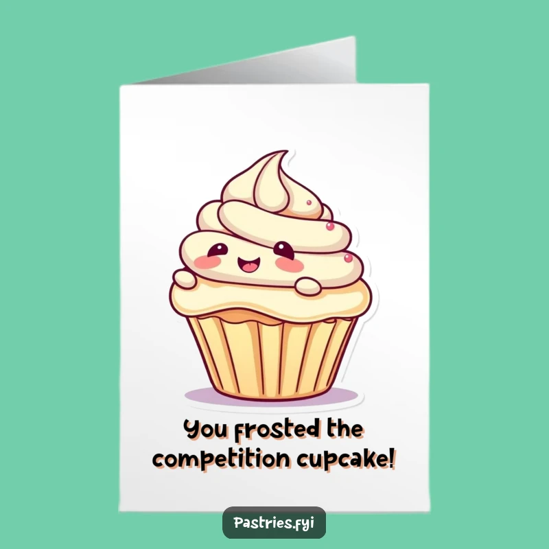 Free Printable Congrats Card: Giggling Cupcake Slides Funny Downloadable Gift