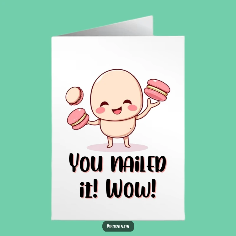 Free Printable Congrats Card: Juggling Macaron for a Skillful Downloadable Gift