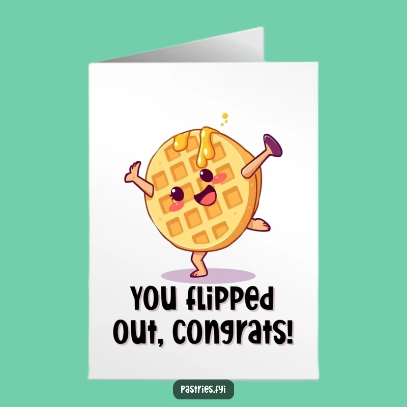 Free Printable Congrats Card: Waffle Cartwheel Downloadable Gift for Any Achievement