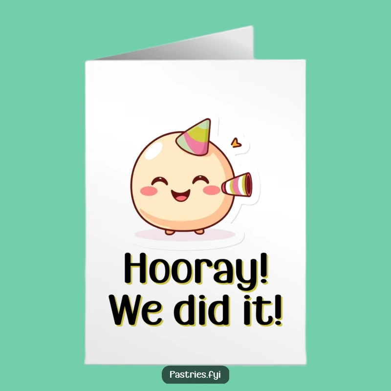 Free Printable Congratulations Card: Giggling Macaroon Party Horn, Joyful Downloadable Gift