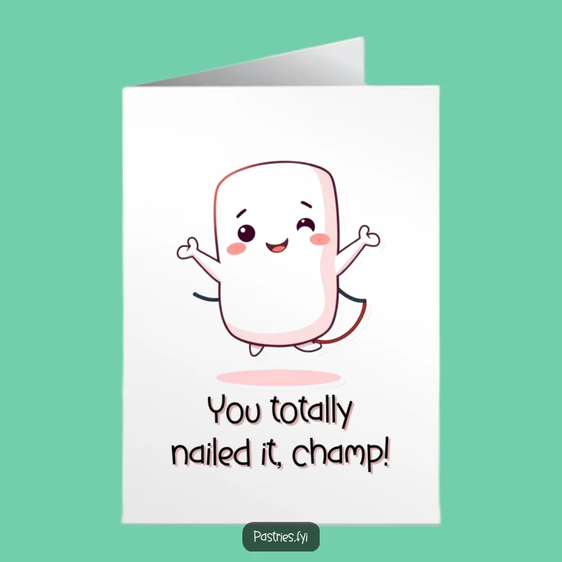 Free Printable Marshmallow Congratulations Card, Funny Jump Rope Success, Downloadable & Easy Print at Home