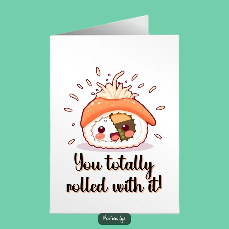 Free Printable Sushi Card: Funny Victory Dance Congrats Downloadable Gift